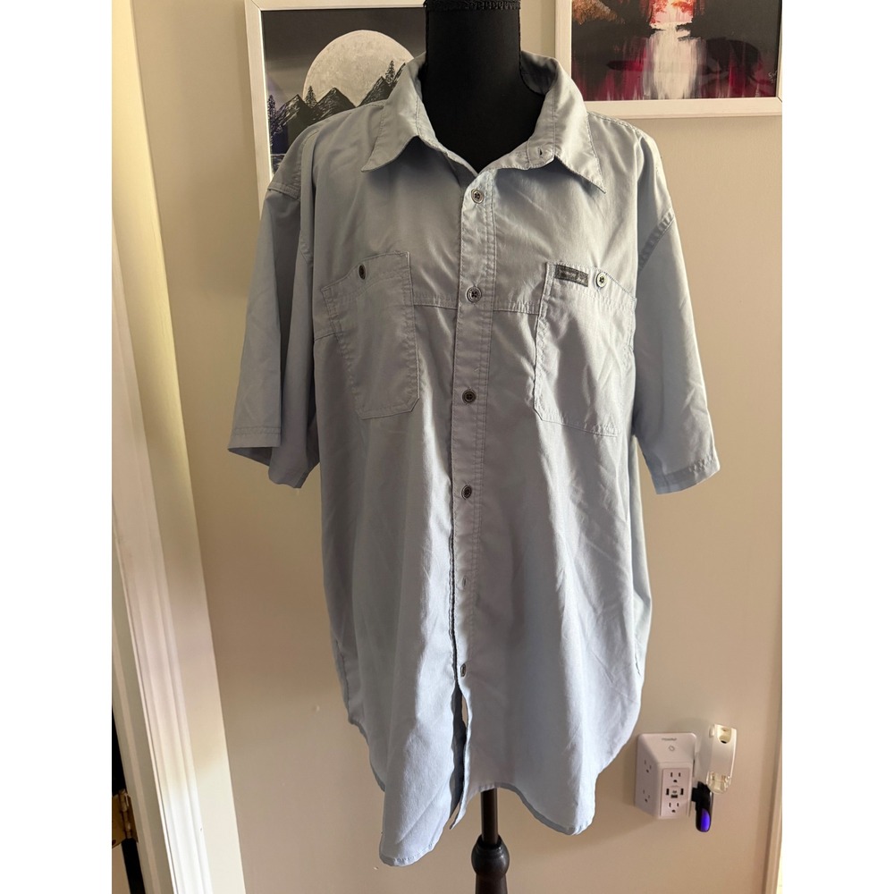 Wrangler Outdoor Series Mens XXL Blue Short Sleeve Button Down Utility Shirt